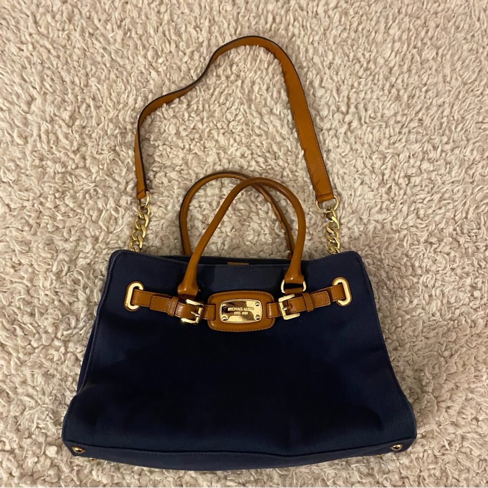 Michael Kors blue canvas handbag